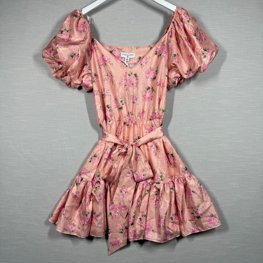 Love Shack Fancy Dress Womens 10 Pink Floral Cottage Core Fairy Ruffle Romantic